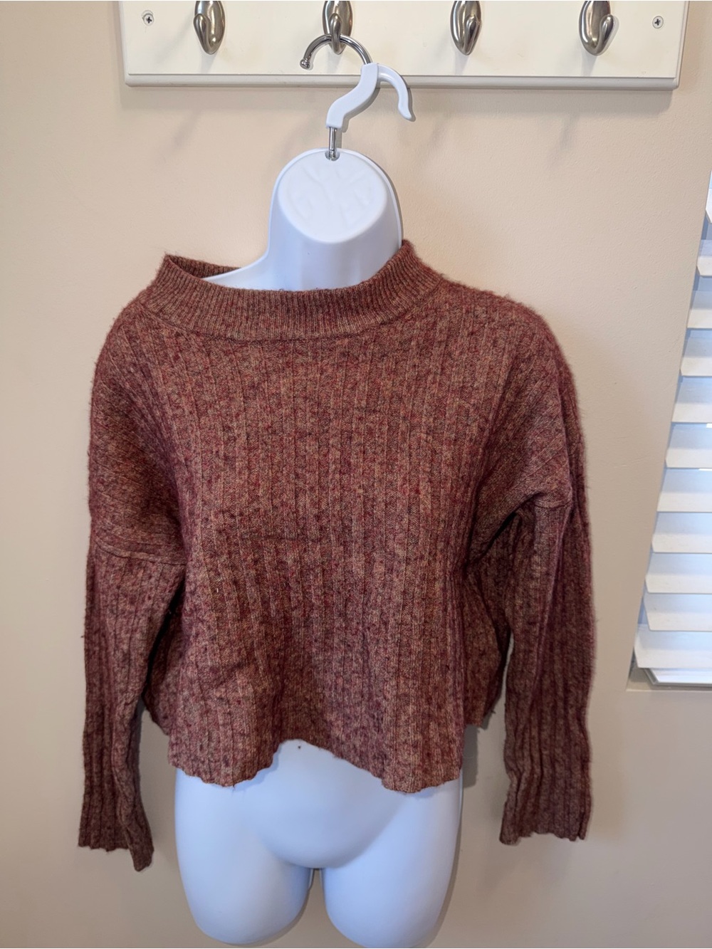 Madewell Cozy Ribbed Knit Crewneck Sweater - Rust